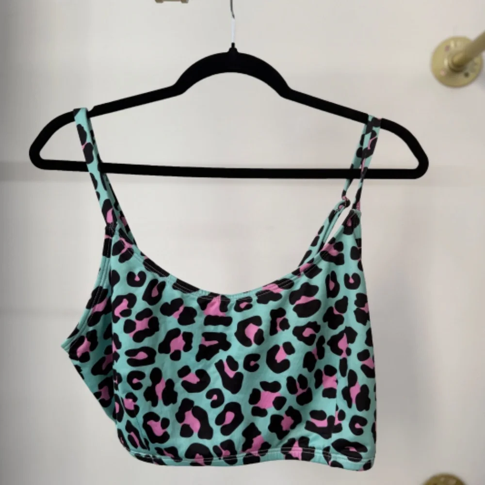 Women’s Turquoise Leopard Print Bikini Set with Matching Cover-Up